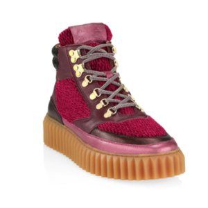 Voile Blanche. Eva Embossed Velvet & Leather Hiking Boots. Size 37